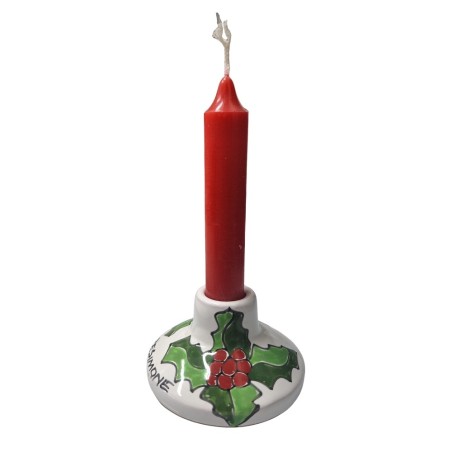 Handmade sicilian ceramic long candle holder holly Ceramiche De Simone Pottery Handmade sicilian ceramic long candle holder holly Ceramiche De Simone Pottery